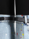 Pantaloni patchwork con denim e cinture sul ginocchio da donna ATREND
