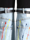Pantaloni patchwork con denim e cinture sul ginocchio da donna ATREND