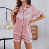 Pigiama casual camicia e pantaloncini con bordo a contrasto e bottoni da donna ATREND