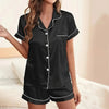 Pigiama casual camicia e pantaloncini con bordo a contrasto e bottoni da donna ATREND