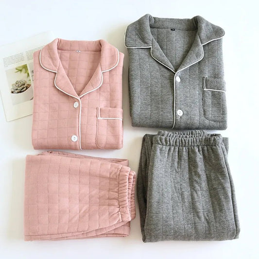 Pigiama casual camicia e pantaloni a quadri in cotone unisex - Pigiama unisex ATREND