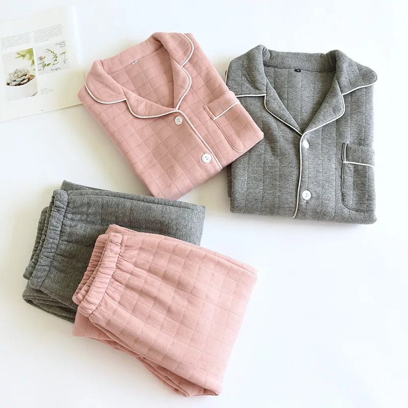 Pigiama casual camicia e pantaloni a quadri in cotone unisex - Pigiama unisex ATREND