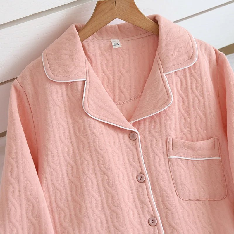 Pigiama casual camicia e pantaloni in cotone con bordo a contrasto unisex - Pigiama unisex ATREND