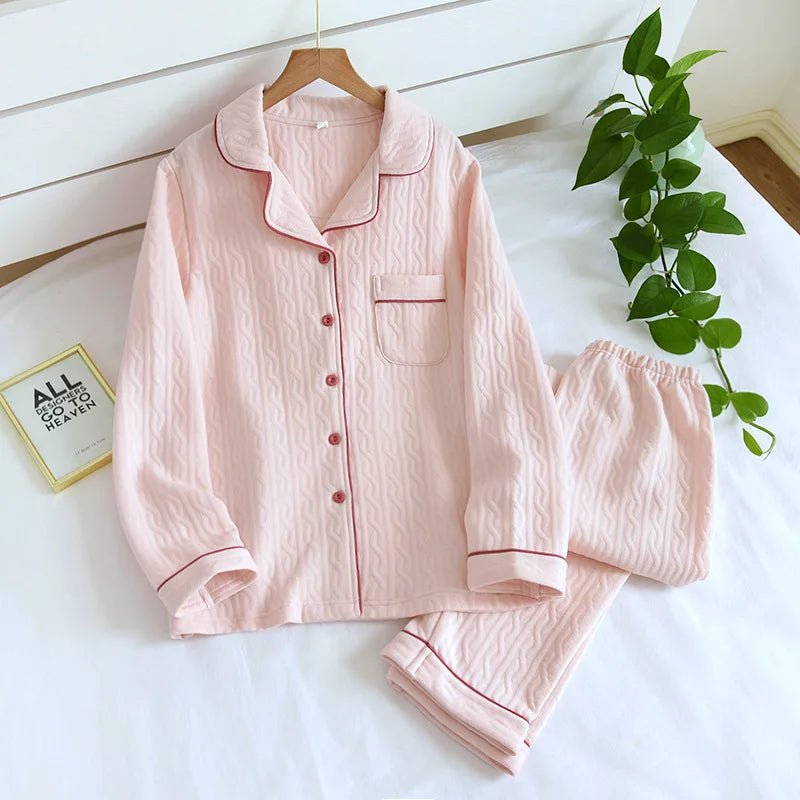 Pigiama casual camicia e pantaloni in cotone con bordo a contrasto unisex - Pigiama unisex ATREND