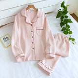 Pigiama casual camicia e pantaloni in cotone con bordo a contrasto unisex - Pigiama unisex ATREND