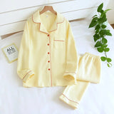 Pigiama casual camicia e pantaloni in cotone con bordo a contrasto unisex - Pigiama unisex ATREND