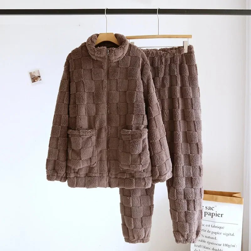 Pigiama casual camicia e pantaloni in pelo unisex - Pigiama unisex ATREND