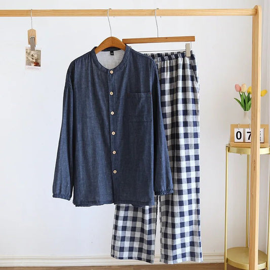 Pigiama casual in cotone camicia e pantaloni da uomo - Pigiama uomo ATREND