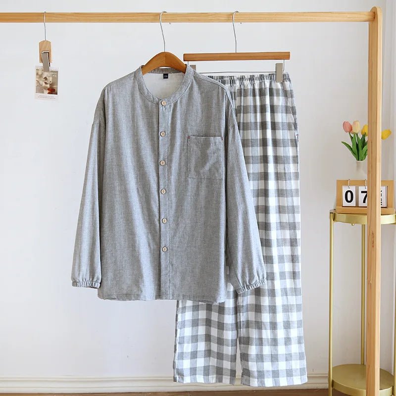 Pigiama casual in cotone camicia e pantaloni da uomo - Pigiama uomo ATREND