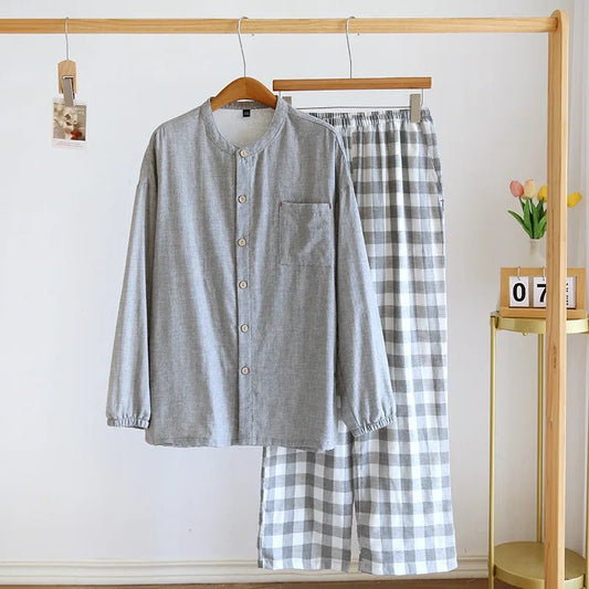 Pigiama casual in cotone camicia e pantaloni da uomo - Pigiama uomo ATREND