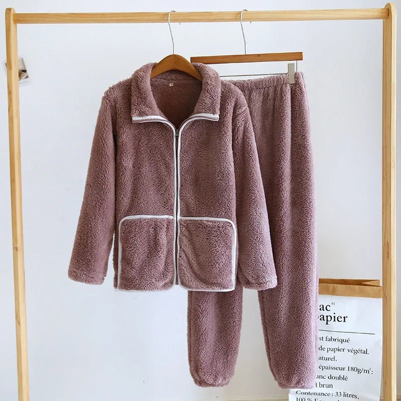 Pigiama casual in pelo camicia e pantaloni unisex - Pigiama unisex ATREND
