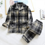 Pigiama casual in pile camicia e pantaloni da uomo - Pigiama uomo ATREND