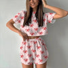 Pigiama casual t-shirt e pantaloncini con stampa grafica da donna ATREND