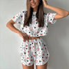 Pigiama casual t-shirt e pantaloncini con stampa grafica da donna ATREND