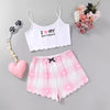 Pigiama casual top corto e pantaloncini con stampa grafica da donna ATREND