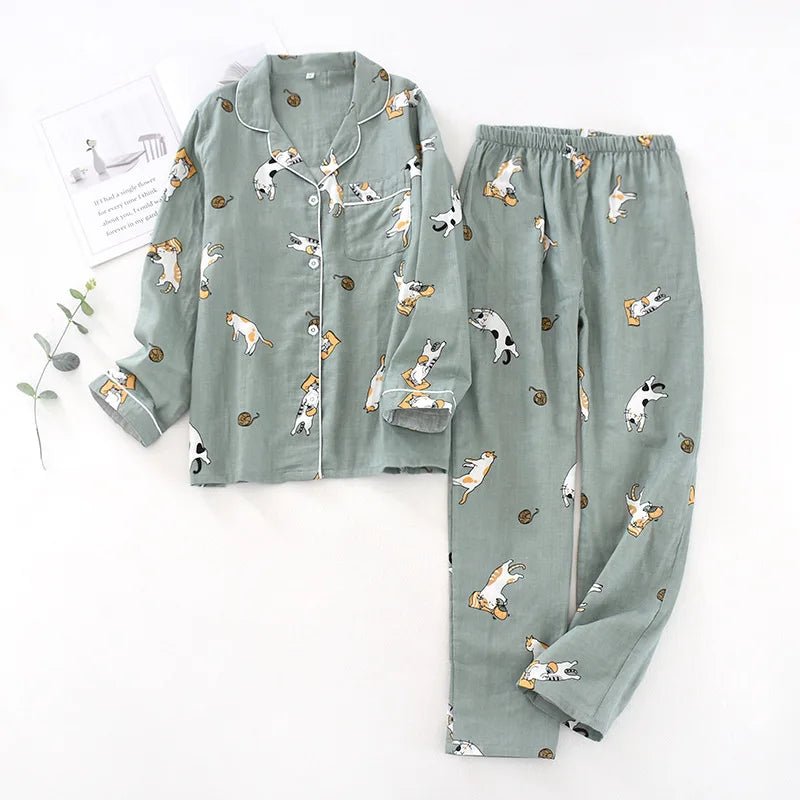 Pigiama in cotone camicia e pantaloni con stampa animale unisex - Pigiama unisex ATREND