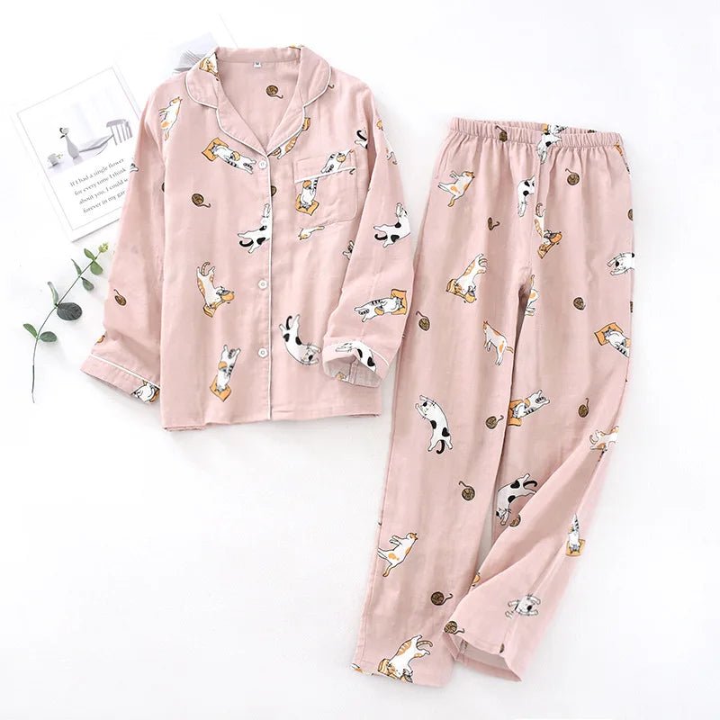Pigiama in cotone camicia e pantaloni con stampa animale unisex - Pigiama unisex ATREND