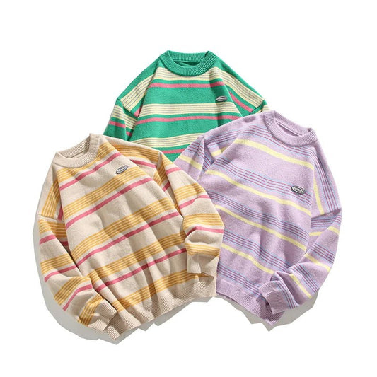 Pullover casual a strisce retrò da uomo - Pullover uomo ATREND