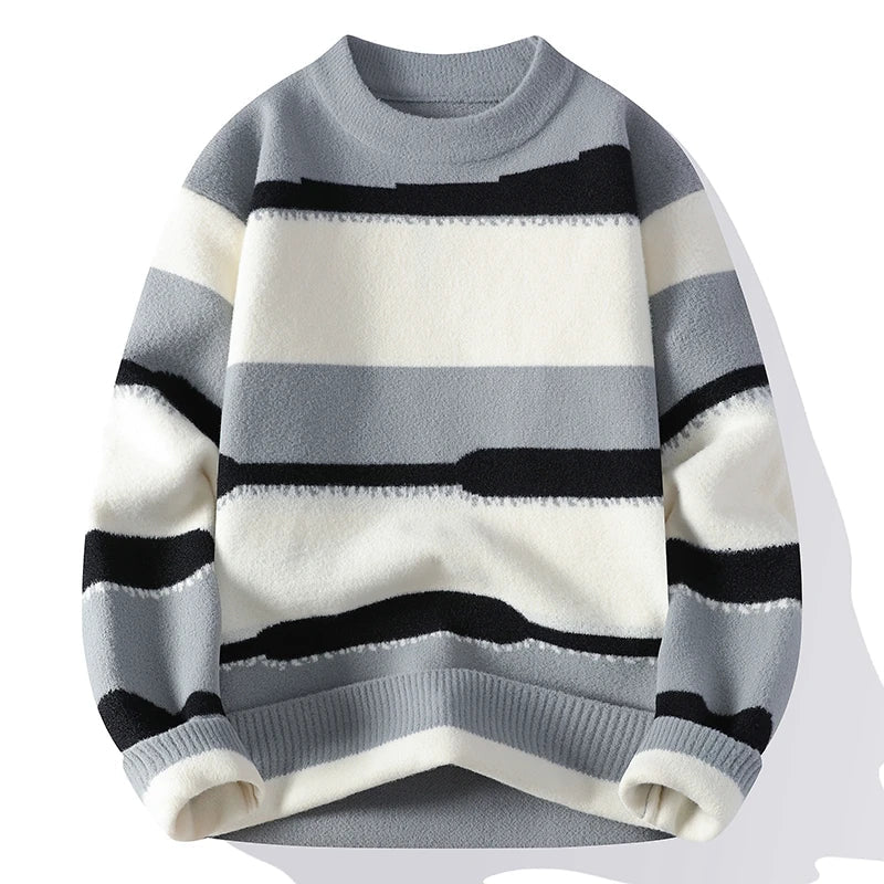 Pullover casual con strisce a contrasto da uomo - Pullover uomo ATREND
