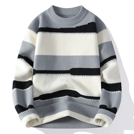 Pullover casual con strisce a contrasto da uomo - Pullover uomo ATREND
