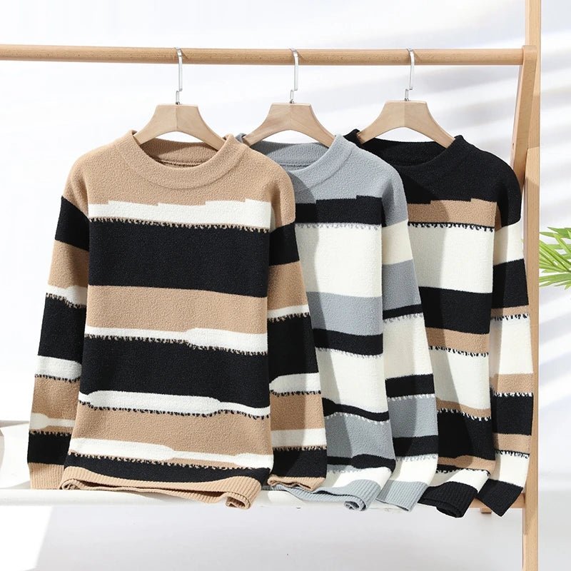 Pullover casual con strisce a contrasto da uomo - Pullover uomo ATREND