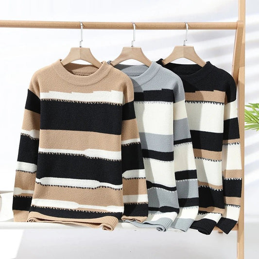 Pullover casual con strisce a contrasto da uomo - Pullover uomo ATREND