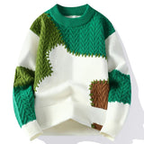 Pullover patchwork con cuciture a contrasto da uomo ATREND