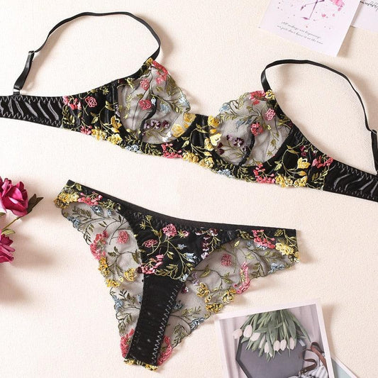 Reggiseno & perizoma in pizzo floreale da donna - Lingerie ATREND