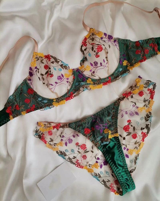 Reggiseno & perizoma in pizzo floreale da donna - Lingerie ATREND