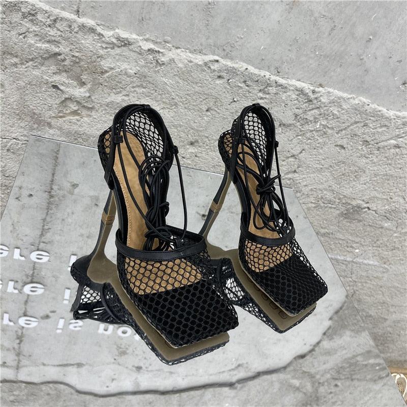 Sandali alla gladiatore punta quadrata a rete da donna - Sandali ATREND