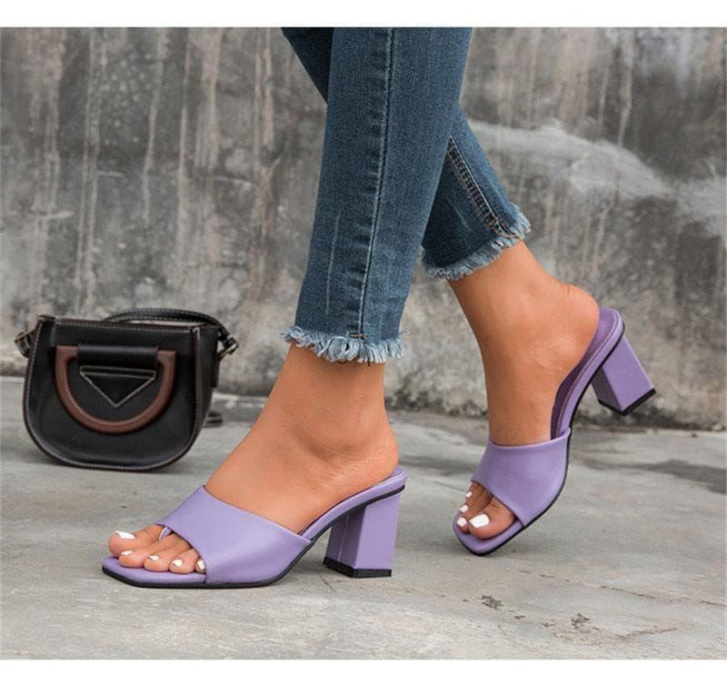 Sandali aperti quadrati con tacco largo da donna - Sandali ATREND