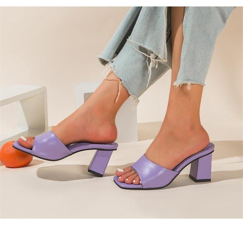 Sandali aperti quadrati con tacco largo da donna - Sandali ATREND