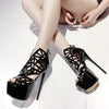 Sandali con fasce geometriche e plateau alto in pelle PU lucida da donna ATREND
