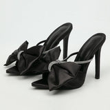 Sandali con tacco nodo a farfalla in seta & cristalli da donna - Sandali ATREND