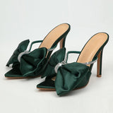 Sandali con tacco nodo a farfalla in seta & cristalli da donna - Sandali ATREND