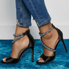 Sandali in pelle PU con fascia in pietre e cerniera da donna ATREND