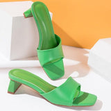 Sandali spuntati in pelle sintetica con tacco quadrato da donna - Sandali ATREND