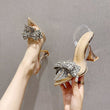 Sandali trasparenti con tacco alto & fiocco con cristalli - Sandali ATREND