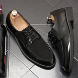 Scarpe eleganti patchwork in pelle PU e velluto da uomo - Scarpe eleganti uomo ATREND