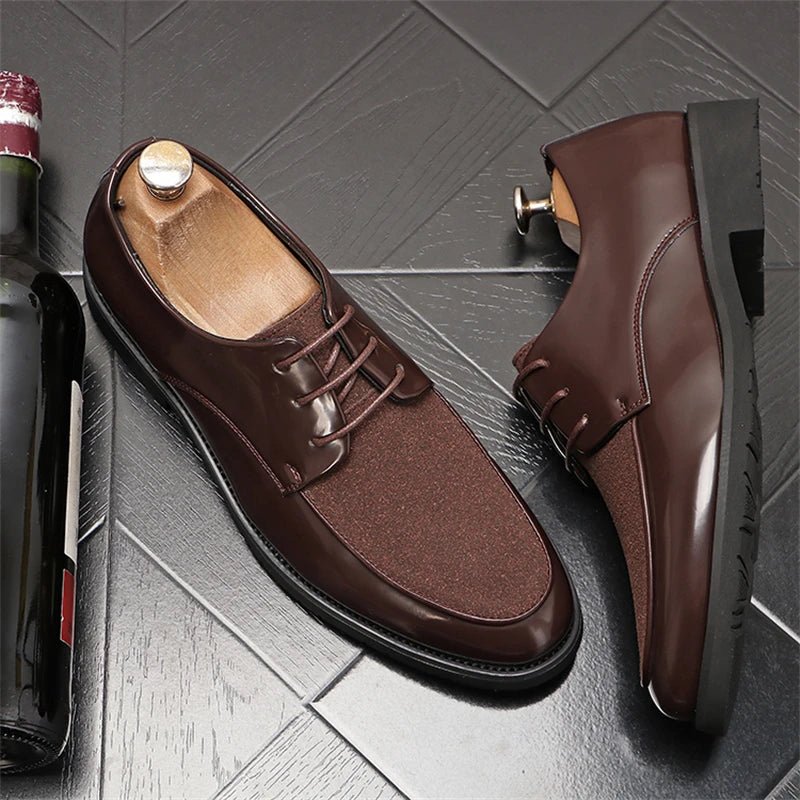 Scarpe eleganti patchwork in pelle PU e velluto da uomo - Scarpe eleganti uomo ATREND
