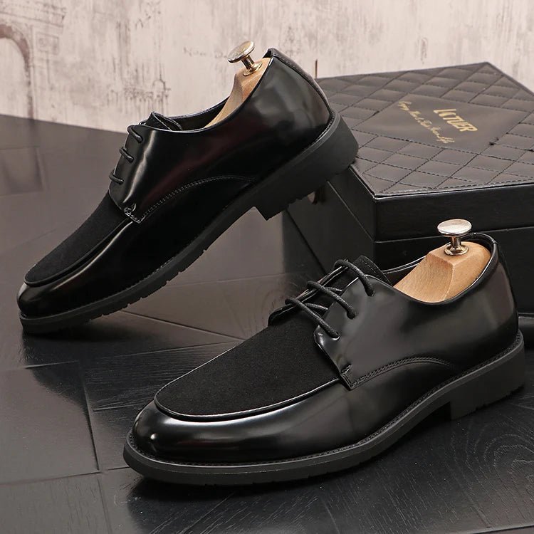 Scarpe eleganti patchwork in pelle PU e velluto da uomo - Scarpe eleganti uomo ATREND