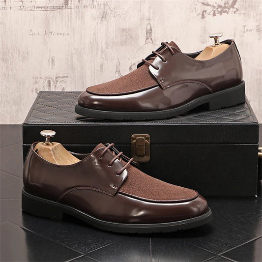 Scarpe eleganti patchwork in pelle PU e velluto da uomo - Scarpe eleganti uomo ATREND