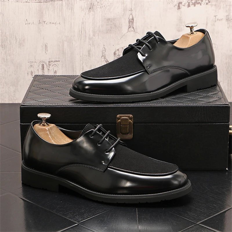 Scarpe eleganti patchwork in pelle PU e velluto da uomo - Scarpe eleganti uomo ATREND