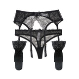 Set 3 pezzi perizoma calze & giarrettiere in pizzo da donna - lingerie ATREND