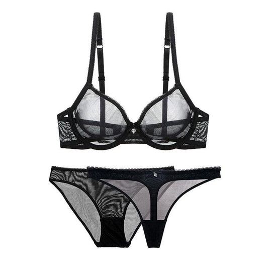 Set 3 pezzi reggiseno slip & perizoma a rete da donna - lingerie ATREND