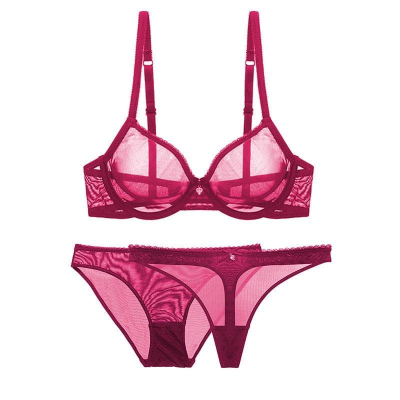 Set 3 pezzi reggiseno slip & perizoma a rete da donna - lingerie ATREND