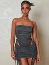 Set coordinato body a fascia e minigonna con coulisse da donna ATREND