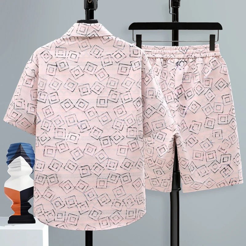 Set coordinato camicia a maniche corte e pantaloncini da uomo - set coordinato ATREND