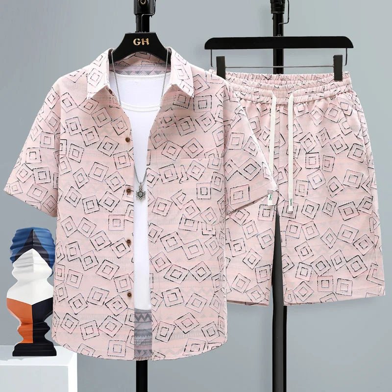 Set coordinato camicia a maniche corte e pantaloncini da uomo - set coordinato ATREND