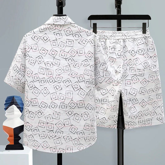 Set coordinato camicia a maniche corte e pantaloncini da uomo - set coordinato ATREND